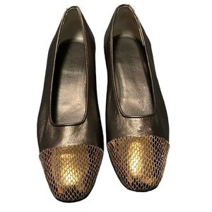 Vaneli brown leather flats with copper embossed toe box. Size 7.5. EUC